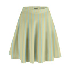 Summer Sand Color Blue Stripes Pattern High Waist Skirt by picsaspassion