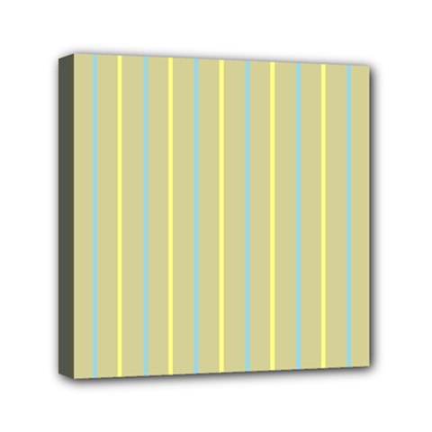 Summer Sand Color Blue And Yellow Stripes Pattern Mini Canvas 6  X 6 