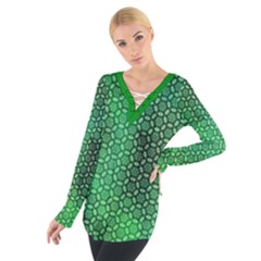 Green Abstract Forest Women s Tie Up Tee by DanaeStudio