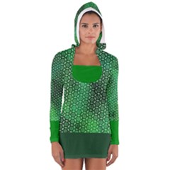 Green Abstract Forest Women s Long Sleeve Hooded T-shirt by DanaeStudio