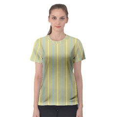 Summer Sand Color Blue And Yellow Stripes Pattern Women s Sport Mesh Tee