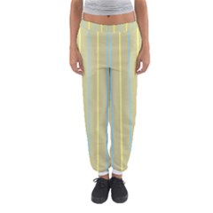 Summer Sand Color Blue And Yellow Stripes Pattern Women s Jogger Sweatpants