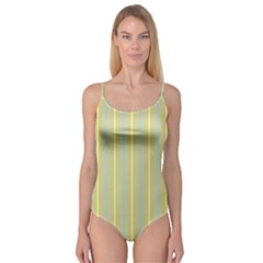 Summer Sand Color Blue And Yellow Stripes Pattern Camisole Leotard  by picsaspassion