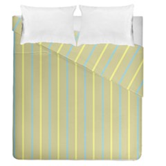 Summer Sand Color Blue And Yellow Stripes Pattern Duvet Cover Double Side (queen Size)