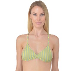 Summer Sand Color Blue And Yellow Stripes Pattern Reversible Tri Bikini Top