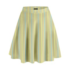 Summer Sand Color Blue And Yellow Stripes Pattern High Waist Skirt by picsaspassion