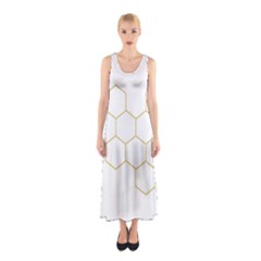 Honeycomb Pattern Graphic Design Sleeveless Maxi Dress