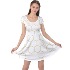 Honeycomb Pattern Graphic Design Cap Sleeve Dress