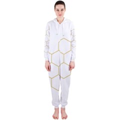 Honeycomb Pattern Graphic Design Hooded Jumpsuit (ladies)