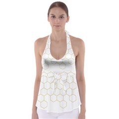 Honeycomb Pattern Graphic Design Babydoll Tankini Top