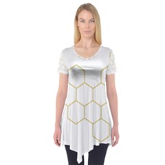 Honeycomb Pattern Graphic Design Short Sleeve Tunic 