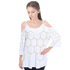 Honeycomb Pattern Graphic Design Flutter Sleeve Tee 