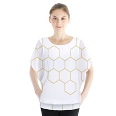 Honeycomb Pattern Graphic Design Batwing Chiffon Blouse