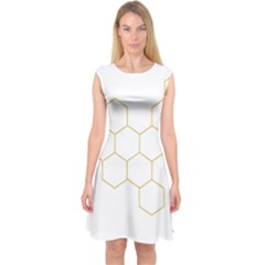 Honeycomb Pattern Graphic Design Capsleeve Midi Dress by picsaspassion