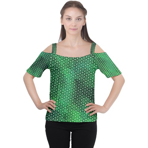 Green Abstract Forest Women s Cutout Shoulder Tee by DanaeStudio