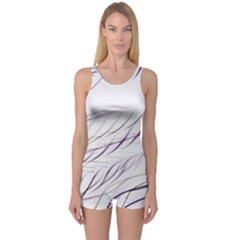 Lilac stripes One Piece Boyleg Swimsuit