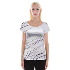 Lilac stripes Women s Cap Sleeve Top