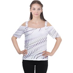 Lilac stripes Women s Cutout Shoulder Tee