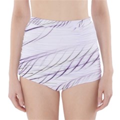 Lilac stripes High-Waisted Bikini Bottoms