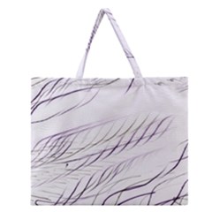 Lilac stripes Zipper Large Tote Bag