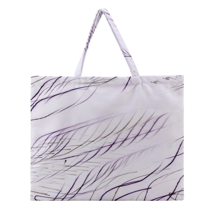 Lilac stripes Zipper Large Tote Bag