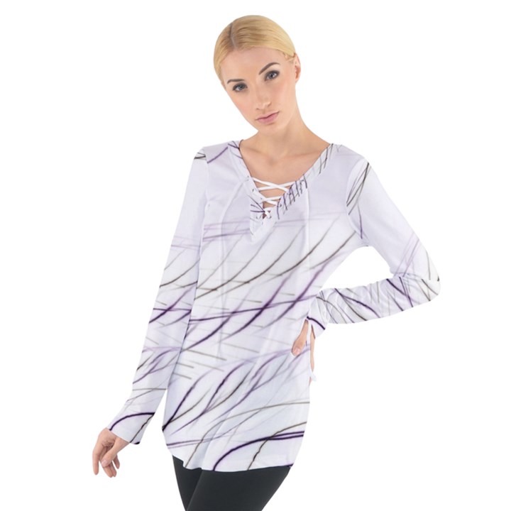 Lilac stripes Women s Tie Up Tee