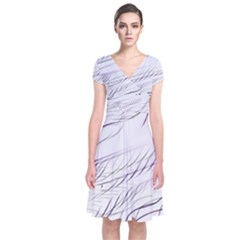 Lilac stripes Short Sleeve Front Wrap Dress