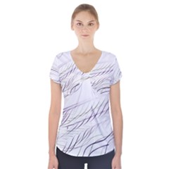 Lilac stripes Short Sleeve Front Detail Top