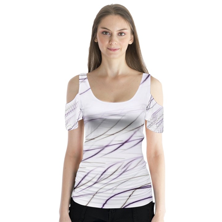 Lilac stripes Butterfly Sleeve Cutout Tee 