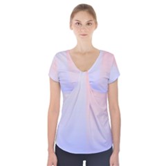 Colorful Colors Short Sleeve Front Detail Top