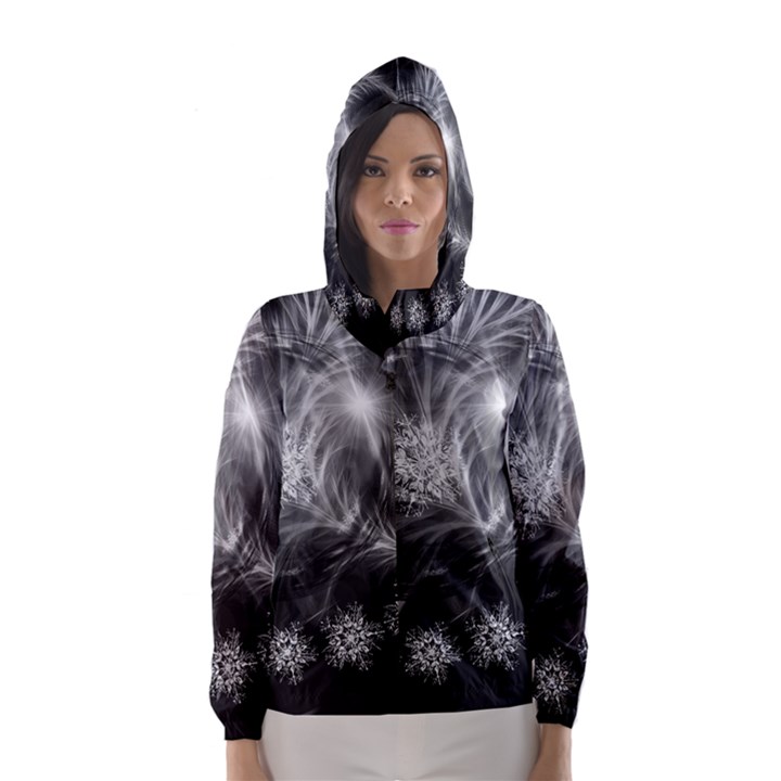 Silver feather and ball decoration Hooded Wind Breaker (Women)