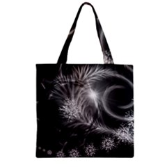 Silver Feather And Ball Decoration Zipper Grocery Tote Bag