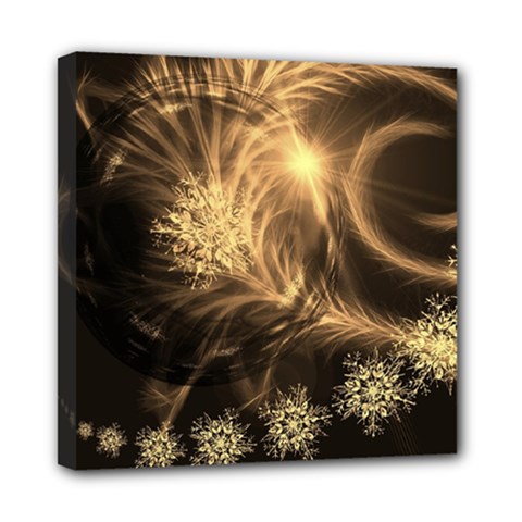 Golden Feather And Ball Decoration Mini Canvas 8  X 8 