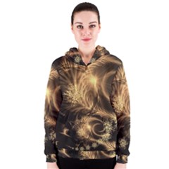 Golden Feather And Ball Decoration Women s Zipper Hoodie