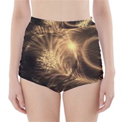 Golden Feather And Ball Decoration High-waisted Bikini Bottoms