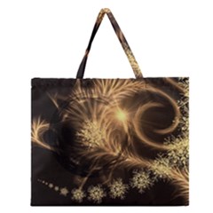 Golden Feather And Ball Decoration Zipper Large Tote Bag