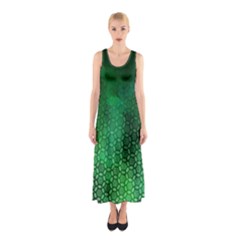 Ombre Green Abstract Forest Sleeveless Maxi Dress