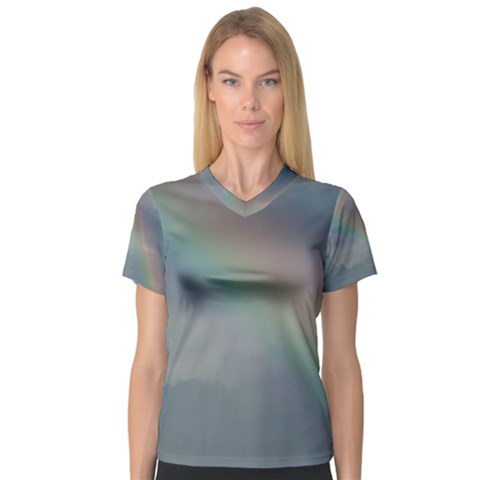 Rainbow In The Sky Women s V-neck Sport Mesh Tee by picsaspassion