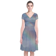 Rainbow In The Sky Short Sleeve Front Wrap Dress