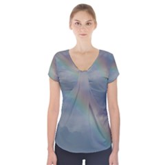 Rainbow In The Sky Short Sleeve Front Detail Top