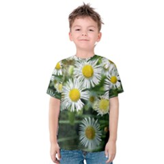 White Summer Flowers, Watercolor Painting Kids  Cotton Tee