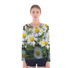 White Summer Flowers, Watercolor Painting Women s Long Sleeve Tee