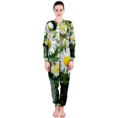 White Summer Flowers, Watercolor Painting Onepiece Jumpsuit (ladies) 