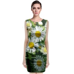 White Summer Flowers, Watercolor Painting Classic Sleeveless Midi Dress