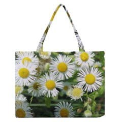 White Summer Flowers, Watercolor Painting Medium Zipper Tote Bag by picsaspassion