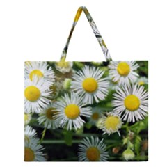 White Summer Flowers Oil Painting Art Zipper Large Tote Bag