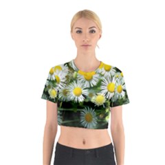 White Summer Flowers Oil Painting Art Cotton Crop Top