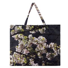 Japanese Cherry Blossom Zipper Large Tote Bag