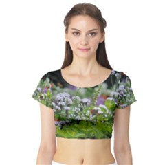 Wild Flowers Short Sleeve Crop Top (tight Fit)