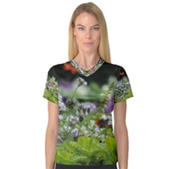 Wild Flowers Women s V-neck Sport Mesh Tee